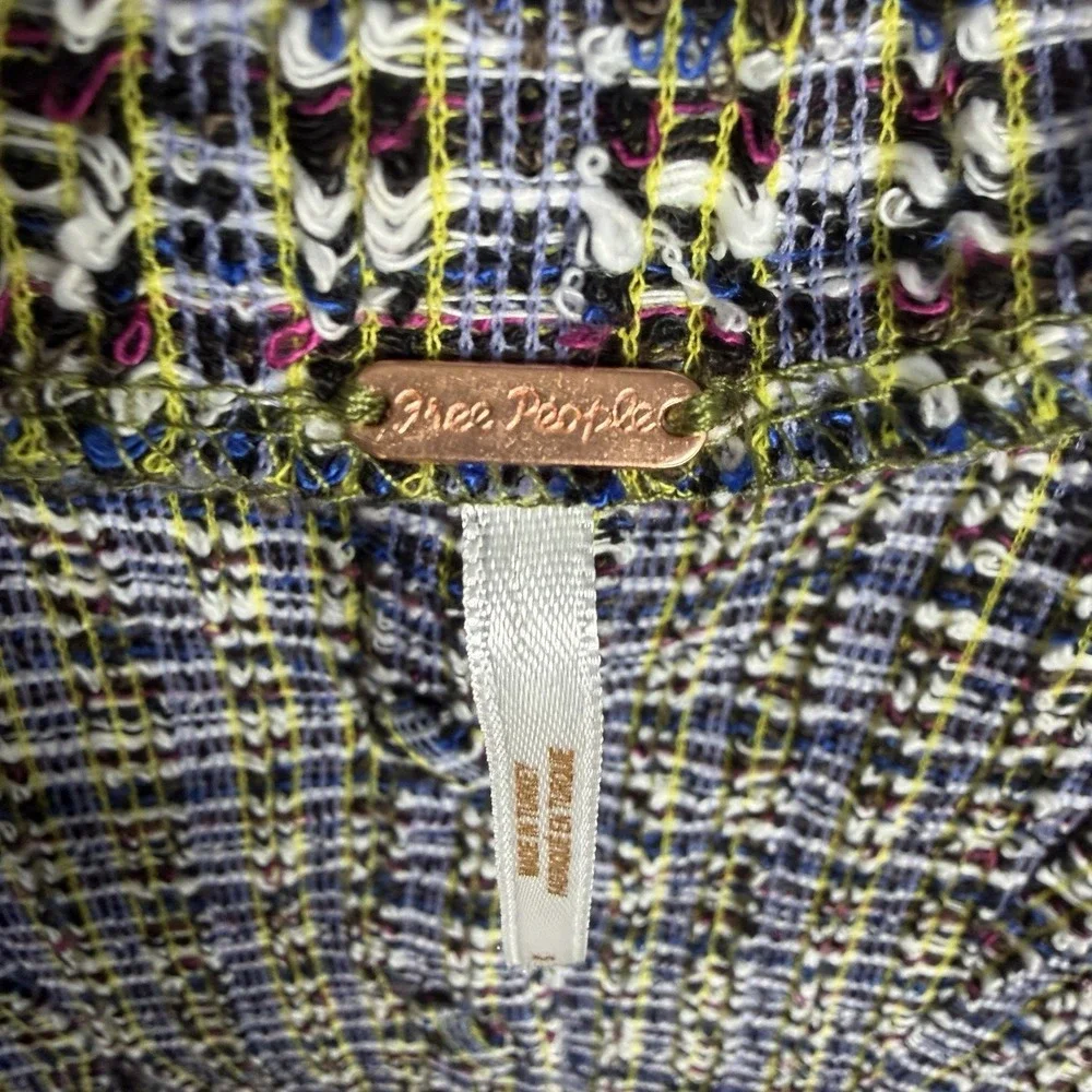 Free People Maxx Mini Shift Dress Multi M Sleeveless Tweed Button Y2K Clueless